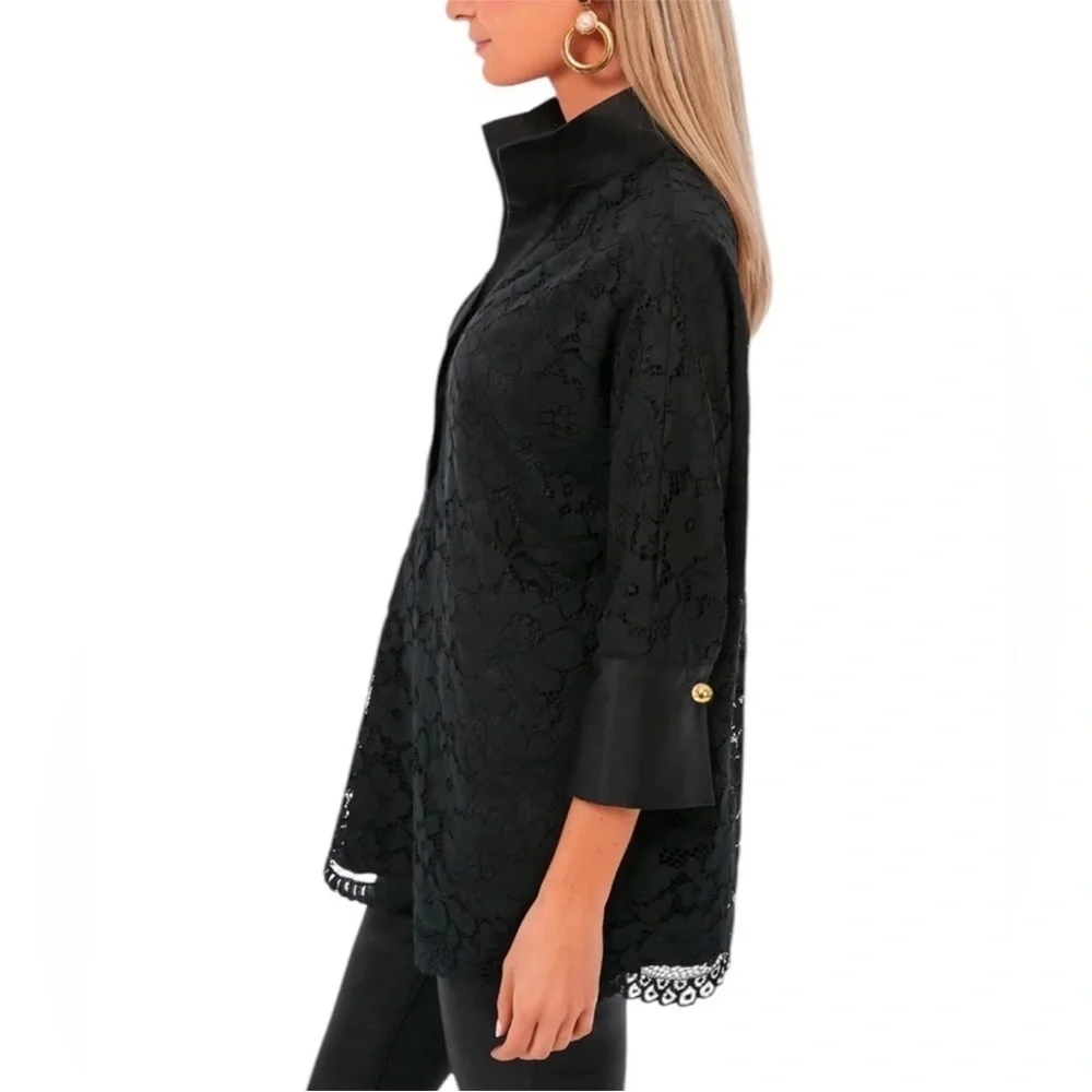 Tuckernuck Blouse Willow Tunic in Black Lace